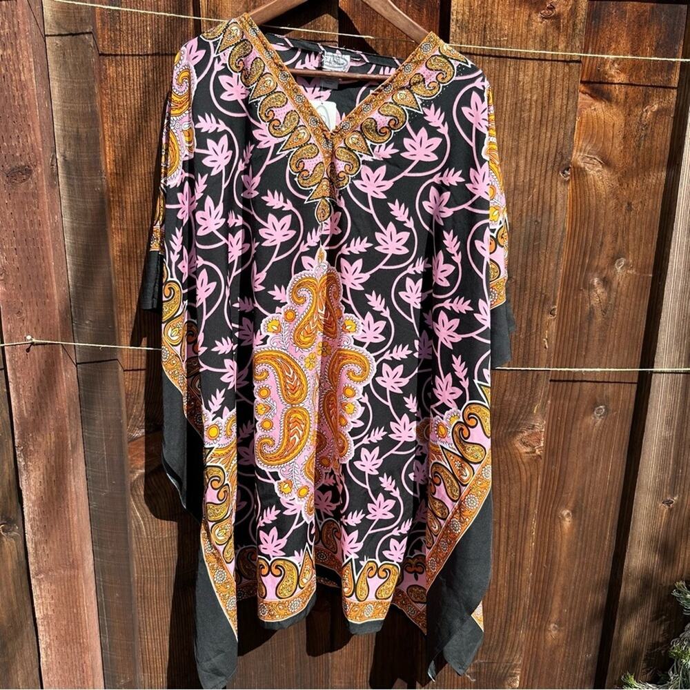 NWT Pamela Stewart Kaftan Swim Cover Up Mrs Roper Dress Pool Loungewear